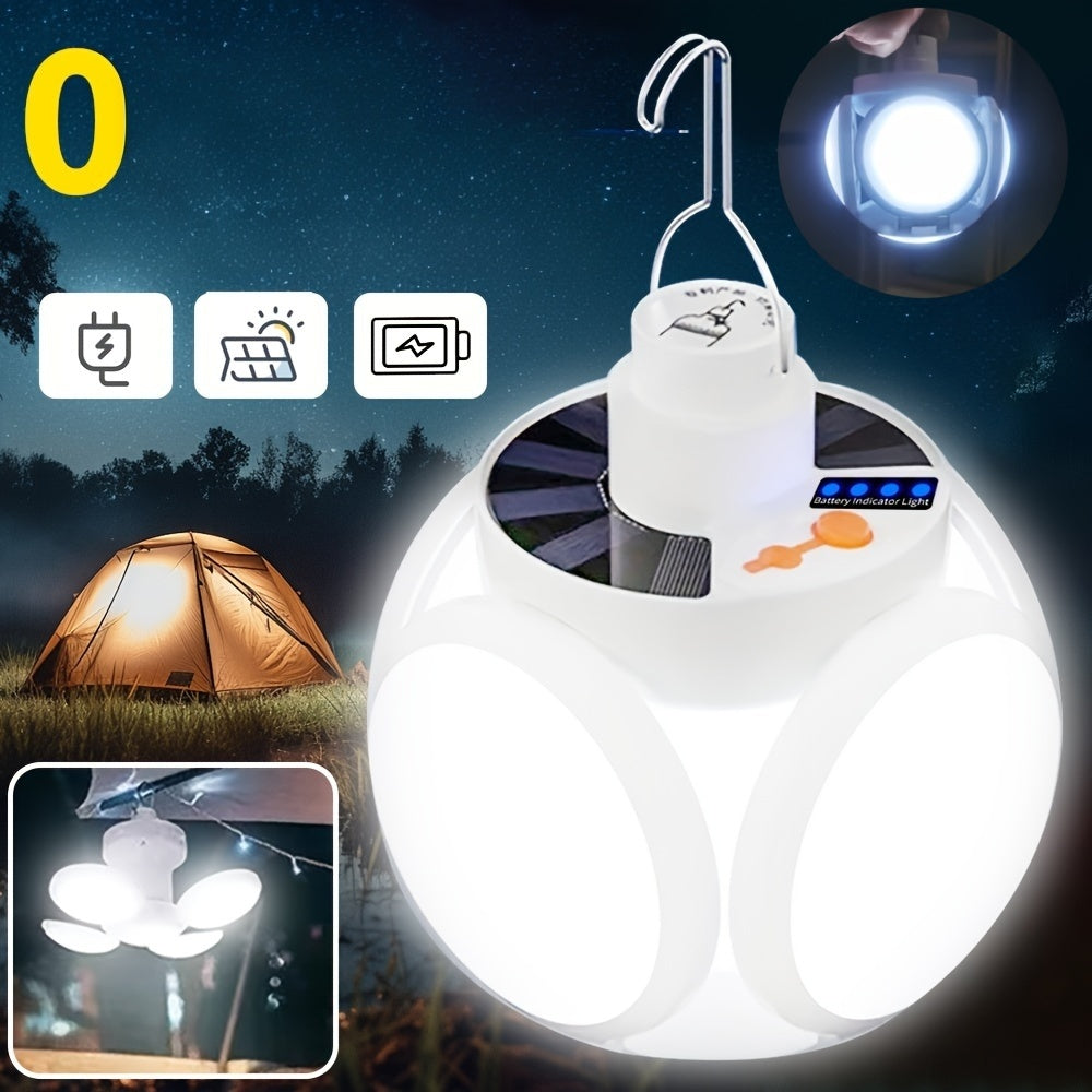 Portable Camping Solar-Powered LED Light - Rechargeable USB,