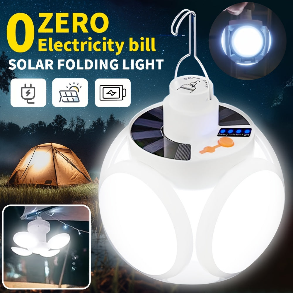 Portable Camping Solar-Powered LED Light - Rechargeable USB,