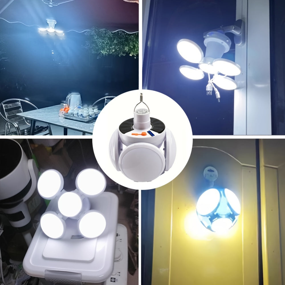 Portable Camping Solar-Powered LED Light - Rechargeable USB,