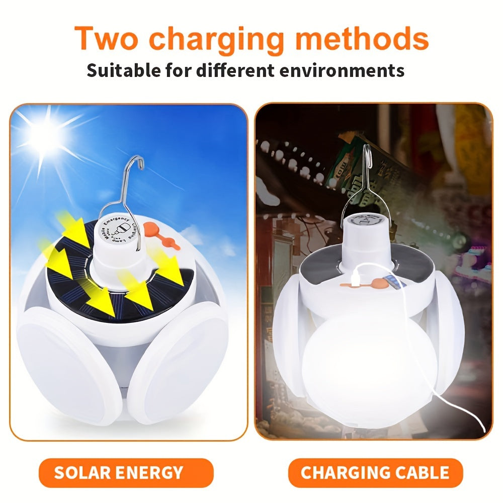 Portable Camping Solar-Powered LED Light - Rechargeable USB,