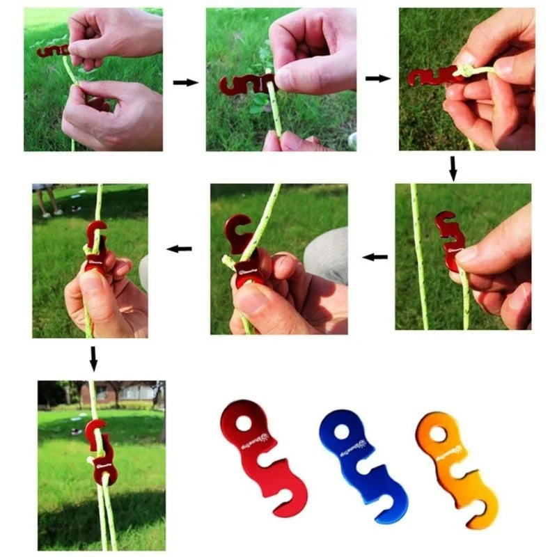 4 Outdoor Tent Ropes, Reflective Ropes Canopy Reinforced Windproof with Buckles