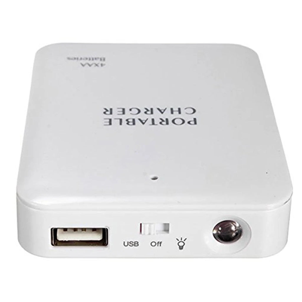 Portable USB Power Bank Charger Battery External Packing Box-Battery (4 x AA)
