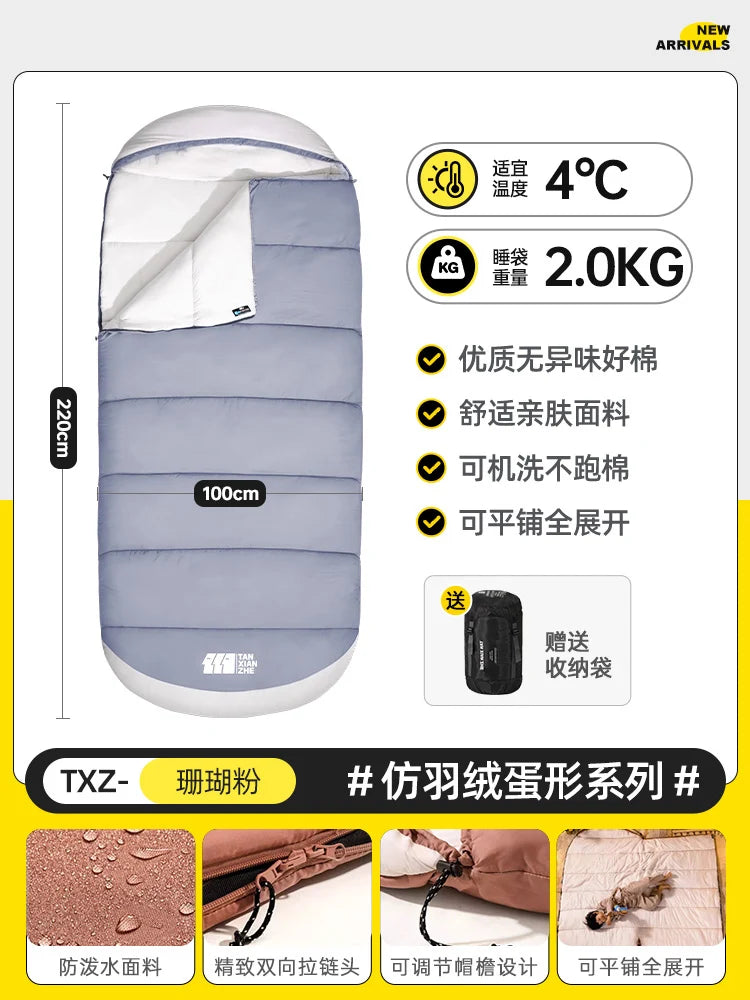 Adult Winter Thickened Cold-Resistant Outdoor Camping Single/Double Sleeping Bag