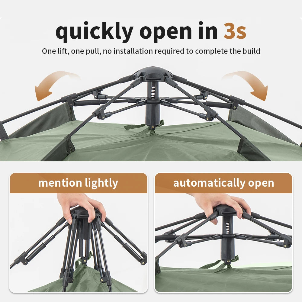 3-Person Camping Automatic Tent One Touch Waterproof Roof