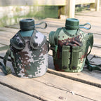 1Set Camouflage Military Canteen 1L Aluminum Alloy Water Bottle Camping Hiking Survival