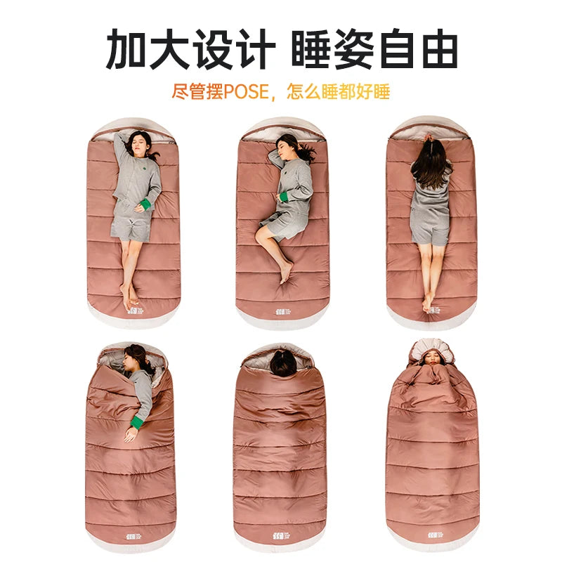 Adult Winter Thickened Cold-Resistant Outdoor Camping Single/Double Sleeping Bag