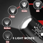 LED Flashlights, Portable Flash Light With 5 Modes