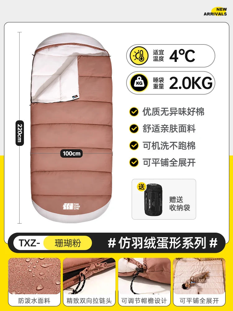 Adult Winter Thickened Cold-Resistant Outdoor Camping Single/Double Sleeping Bag