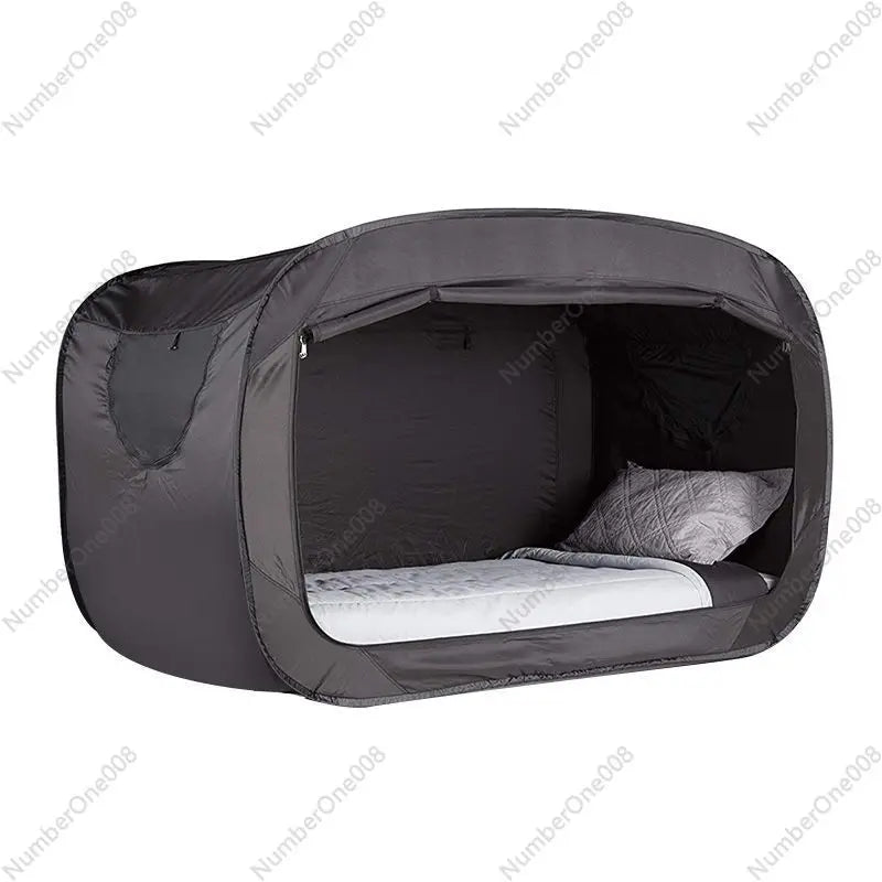 Camping folding tent with blackout curtain and outdoor mosquito net