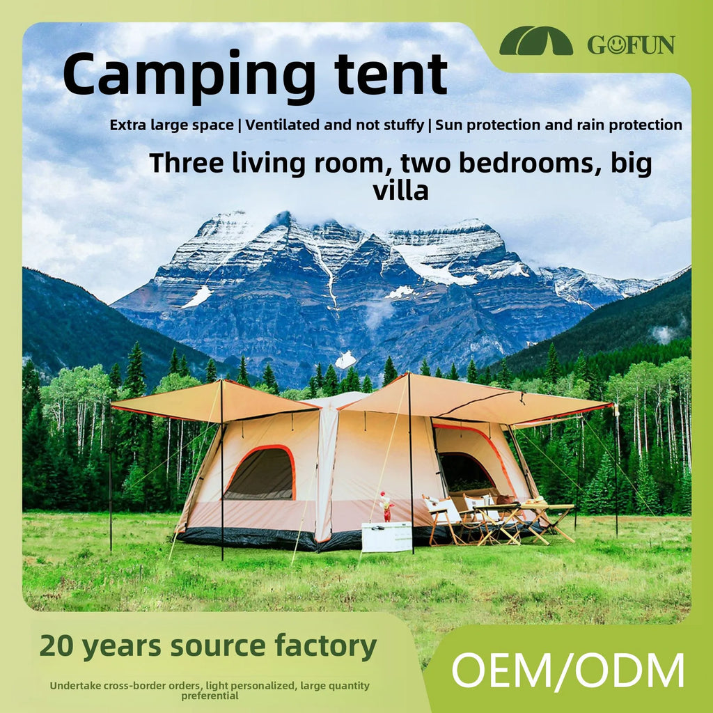 Manufacturer customizes all-inclusive tents, two bedrooms and three halls, outdoor camping double-layer waterproof tents,
