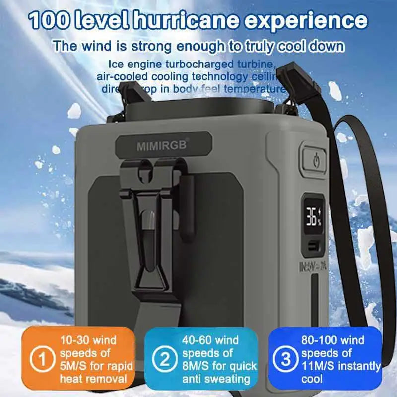 Portable Waist Fan - Power Bank/ LED Light