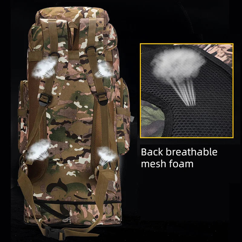 100L Outdoor Camping Backpack Hiking Large Capacity