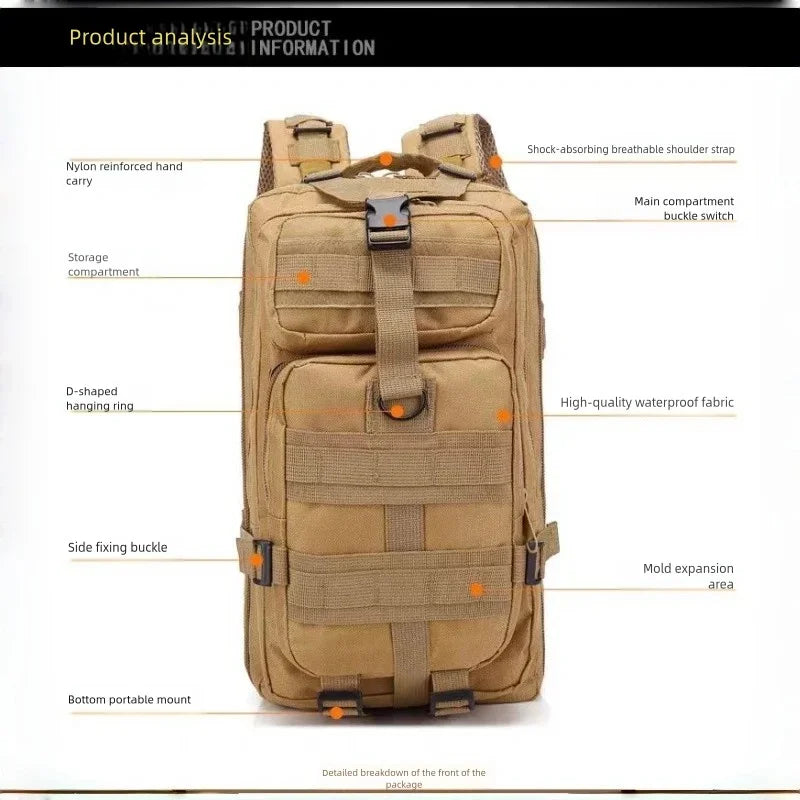 Outdoor hiking backpack, wilderness exploration camping backpack