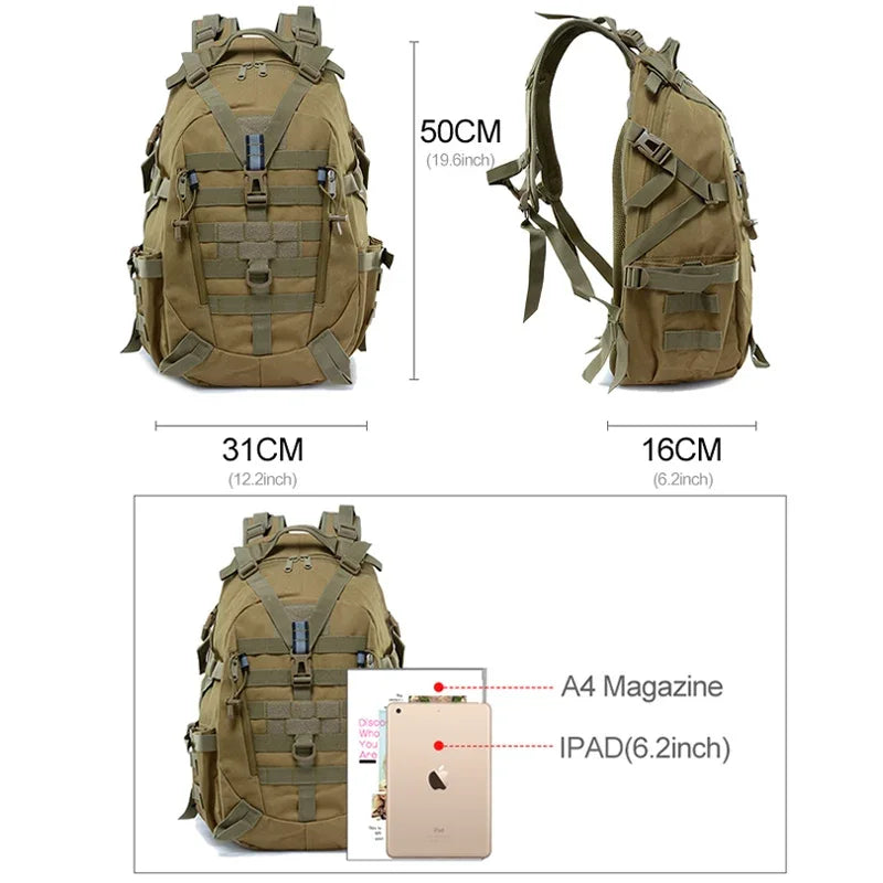 40L Camping backpack Men's Outdoor Travel bag Camo Molle