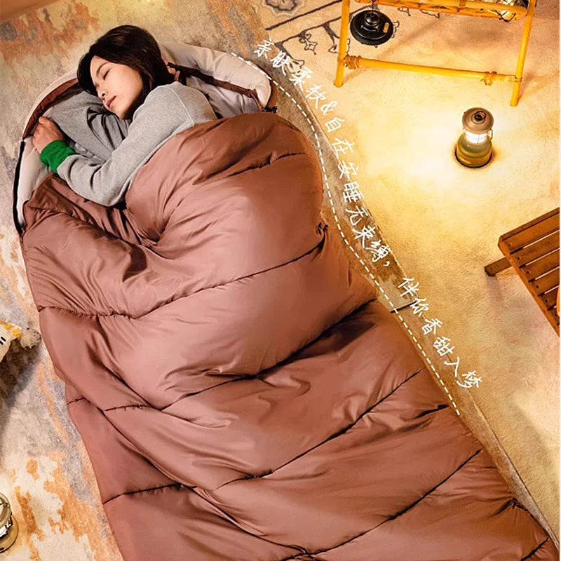 Adult Winter Thickened Cold-Resistant Outdoor Camping Single/Double Sleeping Bag
