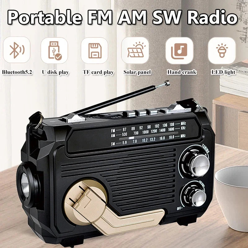 Portable Radio Solar Charging  Receiver/Bluetooth Speaker