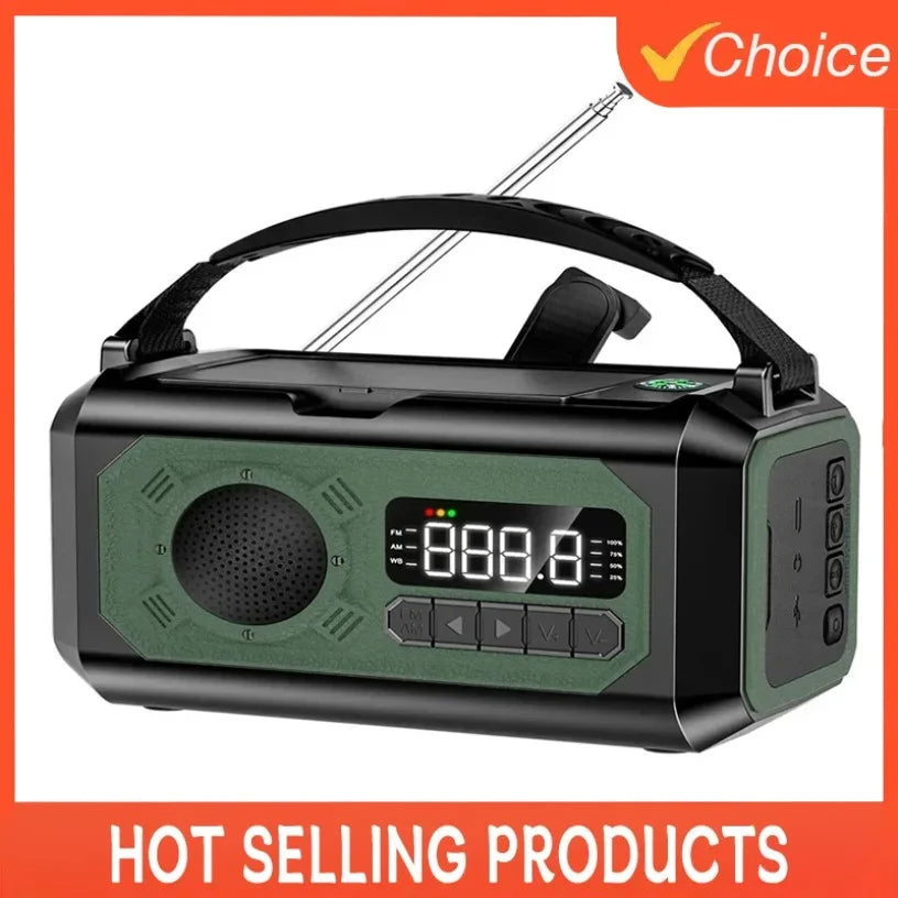 Radio Solar Hand Crank with Flashlight SOS Alarm Power Bank