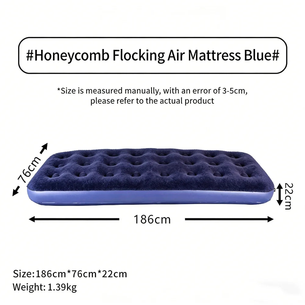 Inflatable Flocking Camping Bed Mat Single Person Outdoor