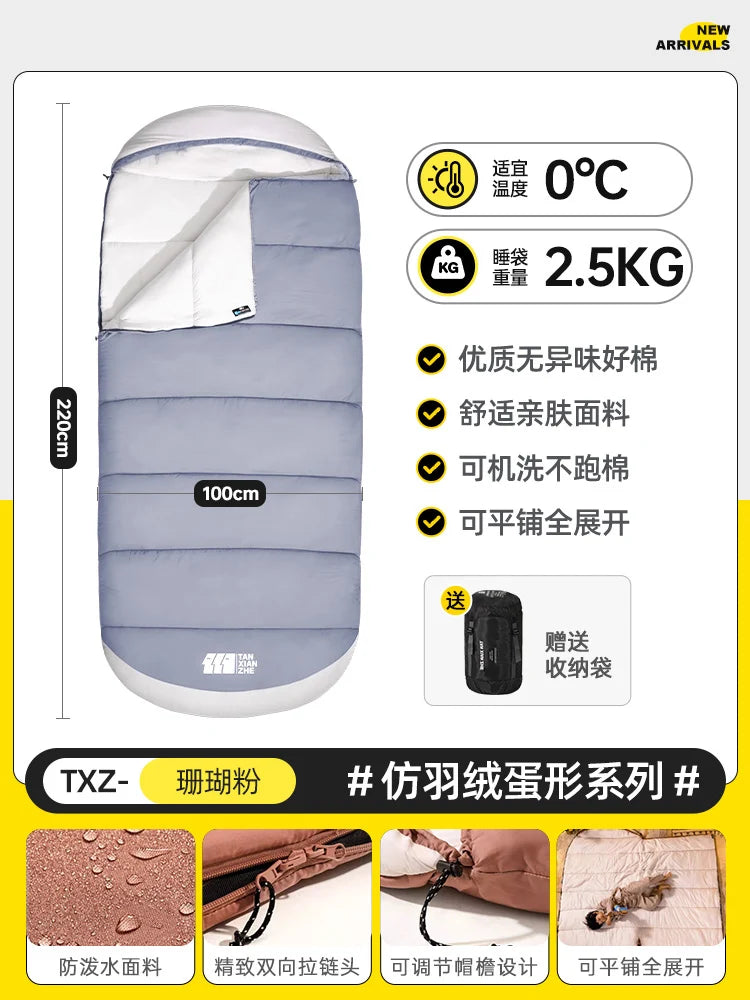 Adult Winter Thickened Cold-Resistant Outdoor Camping Single/Double Sleeping Bag