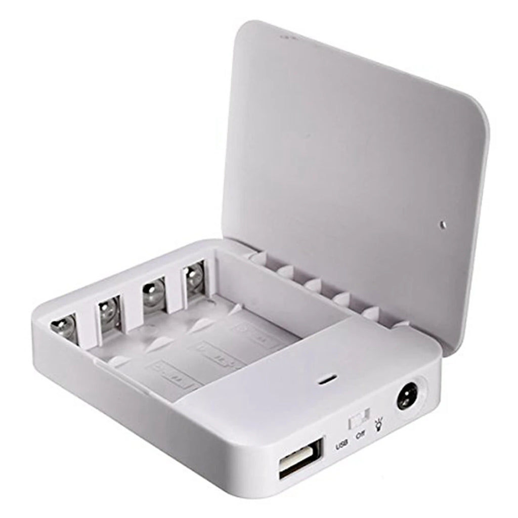 Portable USB Power Bank Charger Battery External Packing Box-Battery (4 x AA)