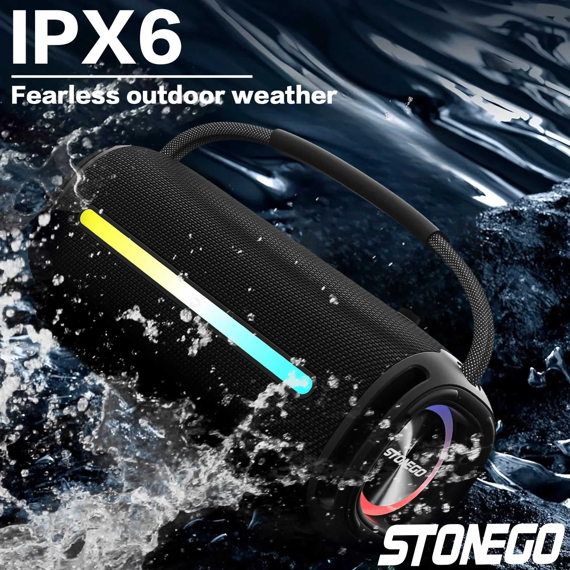 Outdoor Bluetooth 53 Wireless Speaker IPX6 Waterproof RGB Lantern Subwoofer