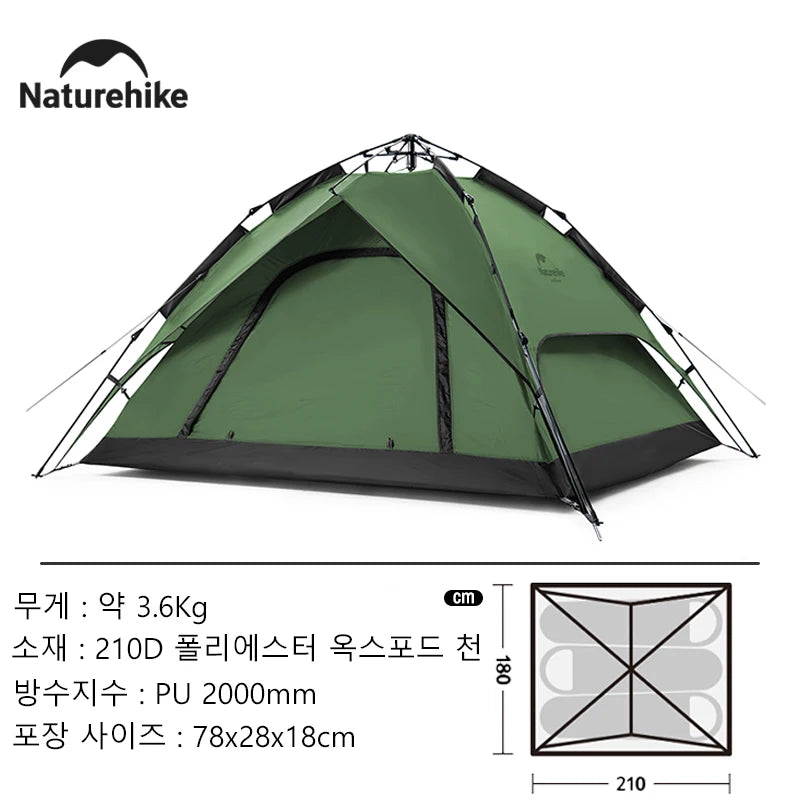3-Person Camping Automatic Tent One Touch Waterproof Roof