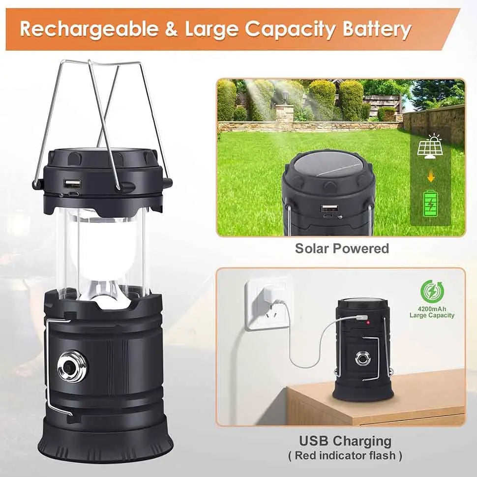 Solar Camping Tent Lamp LED Portable Multifuctional  Flashlight Waterproof