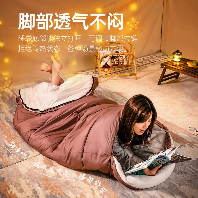 Adult Winter Thickened Cold-Resistant Outdoor Camping Single/Double Sleeping Bag