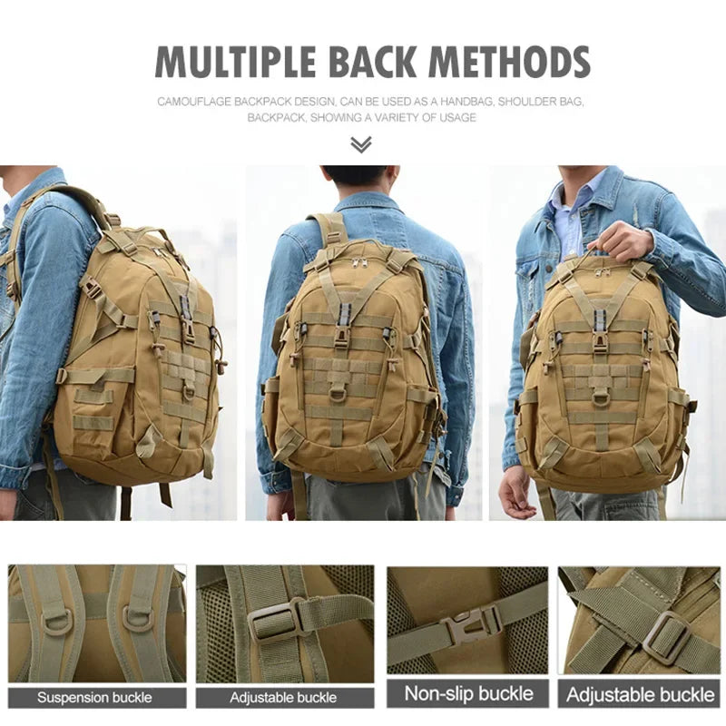 40L Camping backpack Men's Outdoor Travel bag Camo Molle