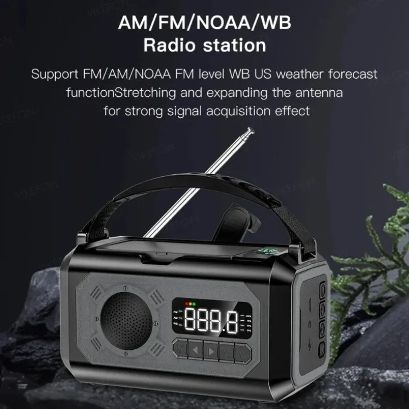 Radio Solar Hand Crank with Flashlight SOS Alarm Power Bank