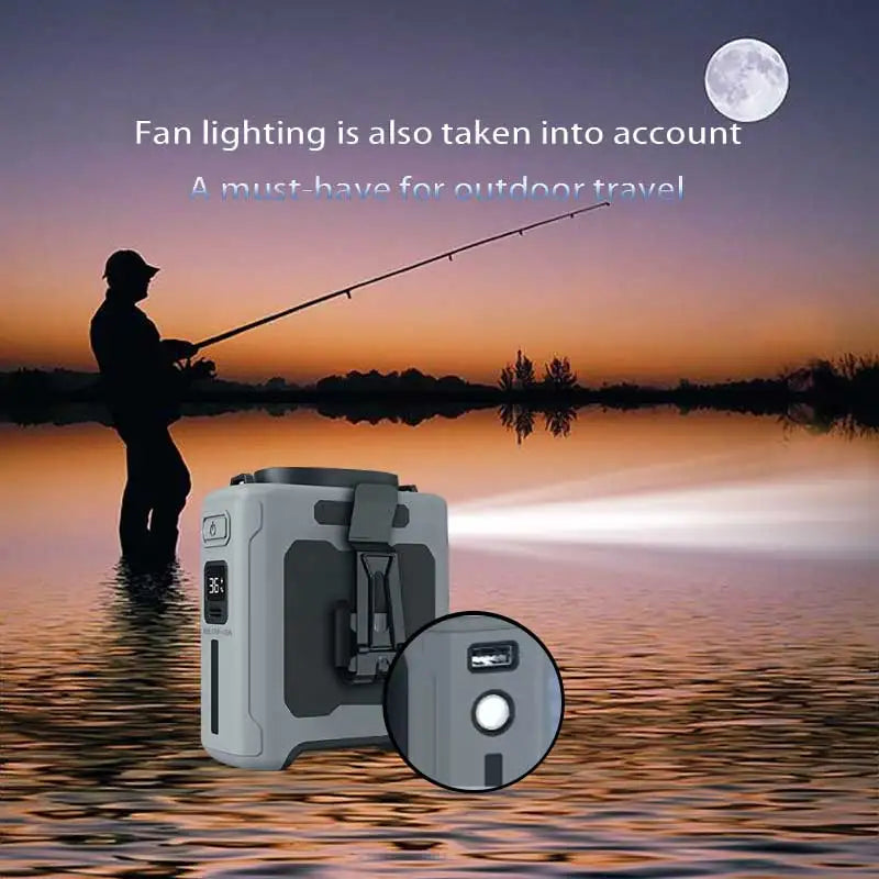 Portable Waist Fan - Power Bank/ LED Light