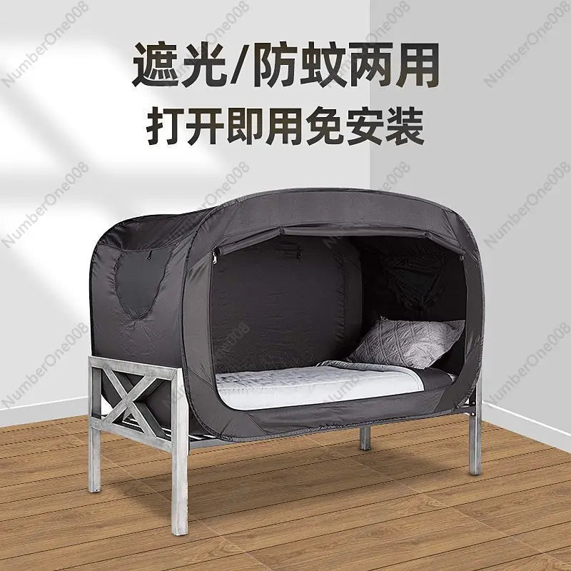 Camping folding tent with blackout curtain and outdoor mosquito net