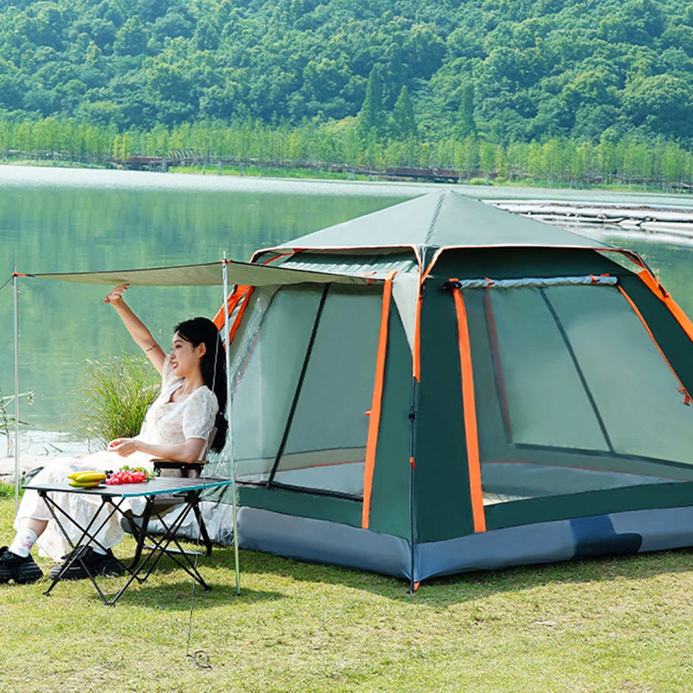 Camping Tent Family 3-4/4-6 People Sun-Protection, Waterproof Hexagonal Tent