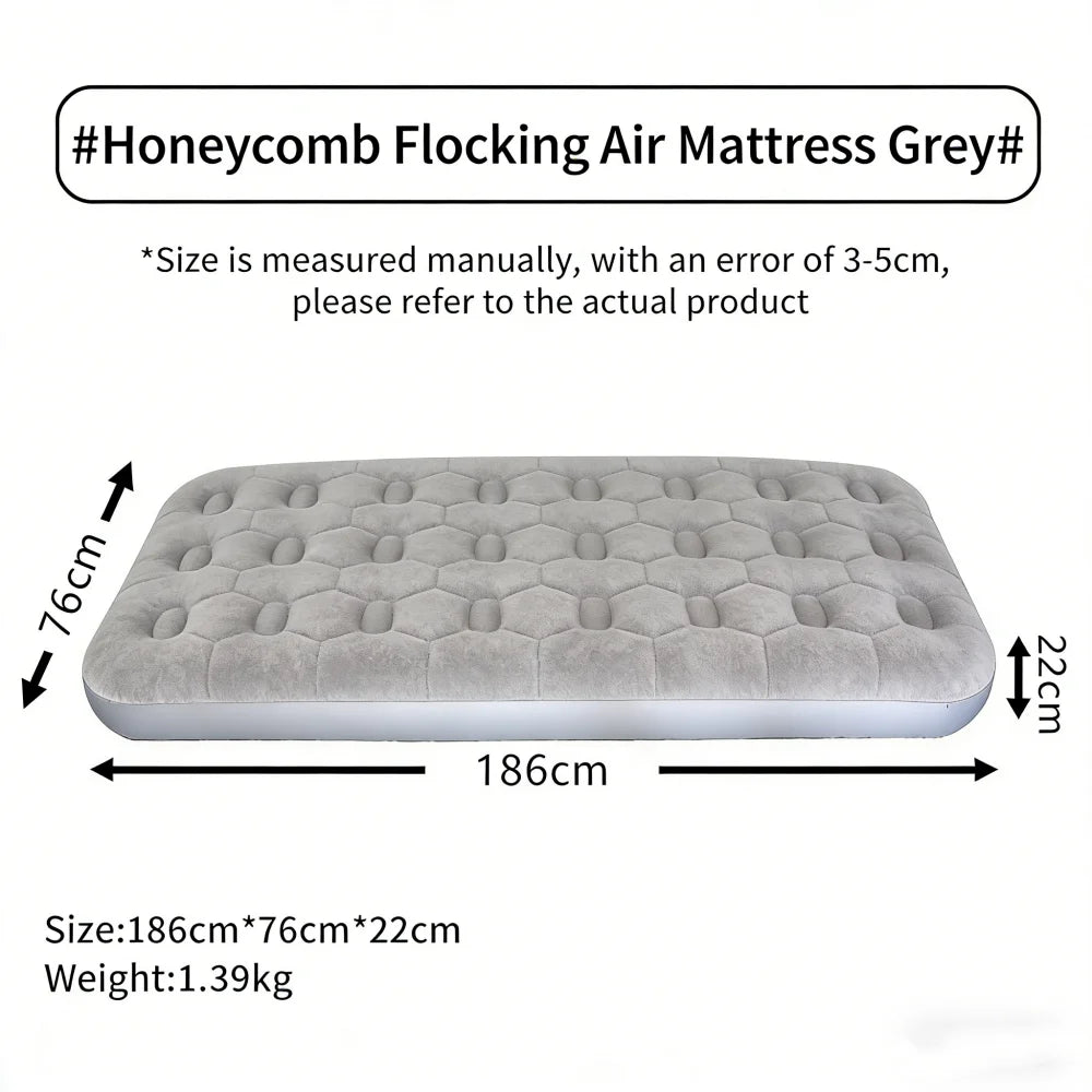 Inflatable Flocking Camping Bed Mat Single Person Outdoor
