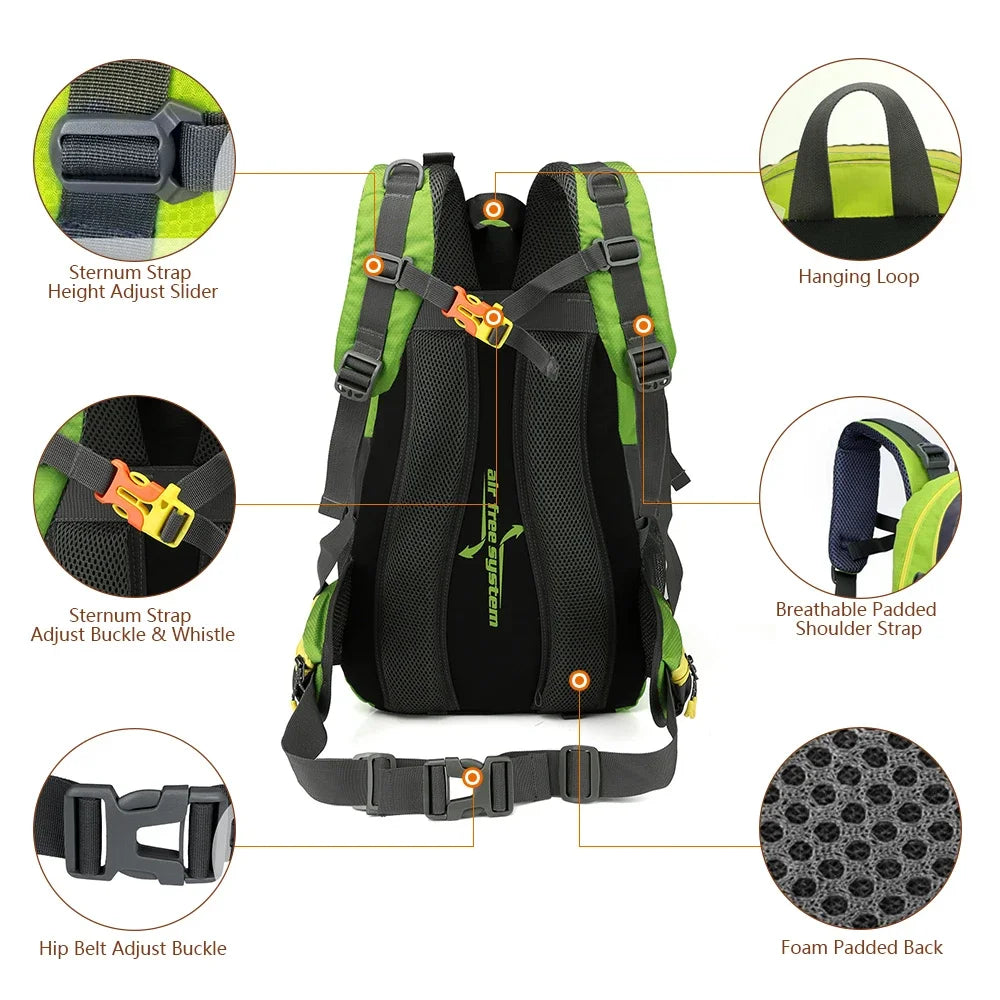 New Camping Backpack 40 Liters Large Capacity Travel Canvas Bag Outdoor