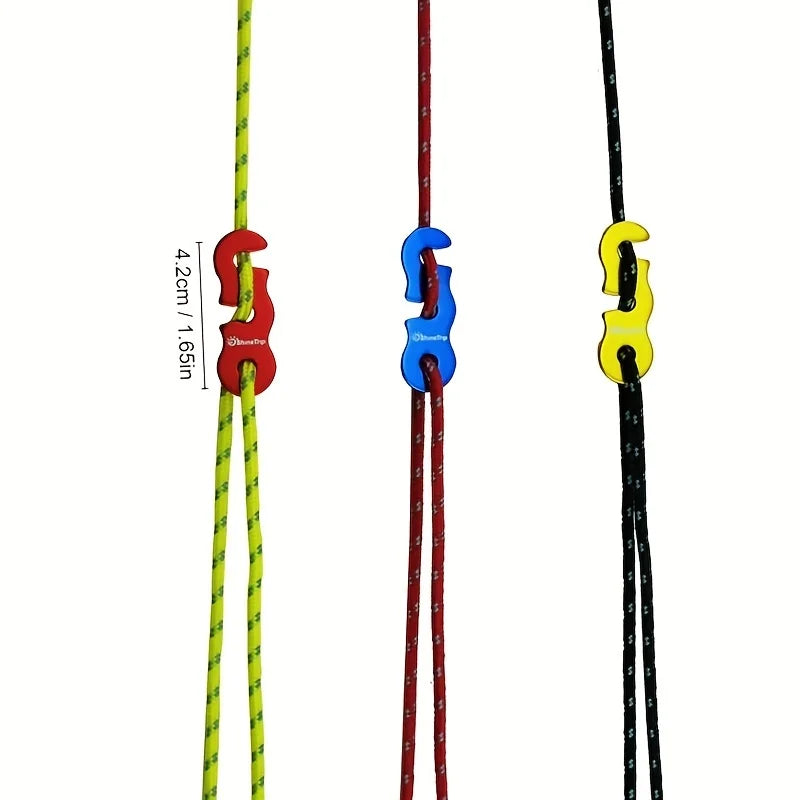 4 Outdoor Tent Ropes, Reflective Ropes Canopy Reinforced Windproof with Buckles