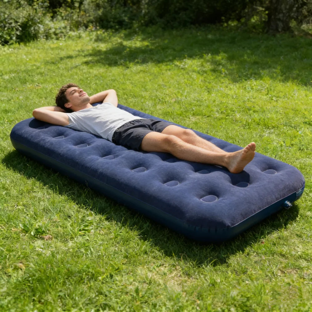Inflatable Flocking Camping Bed Mat Single Person Outdoor