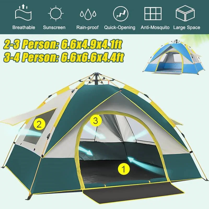 Travel Family Rainproof Windproof 1-4 Person Tent Camping Sunshade