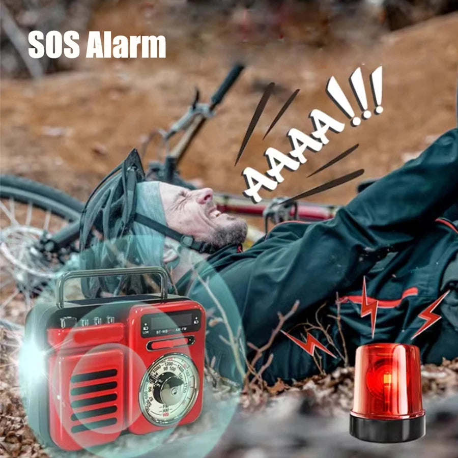 Bluetooth Speakers Emergency Radio FM AM WB Solar Hand Crank Radio, TF Card Music Play   er