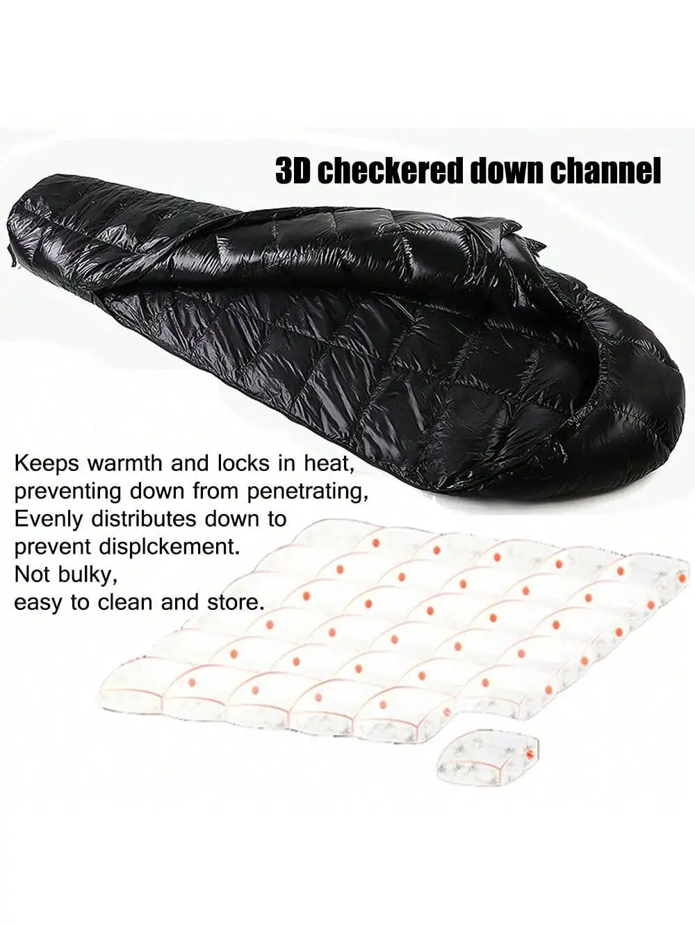 Outdoor camping, three-dimensional grid design, mummy style. Sleeping Bag