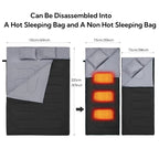 Heated Sleeping Bag pad,6 Heating Zones,USB Power, 2 person