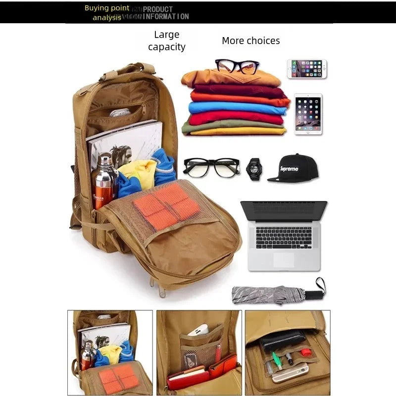 Outdoor hiking backpack, wilderness exploration camping backpack