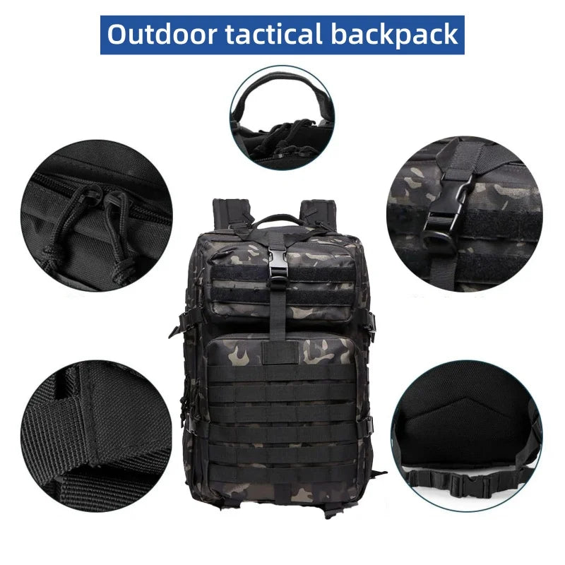 Outdoor tactical backpack, lightweight with waterproof function, large capacity,