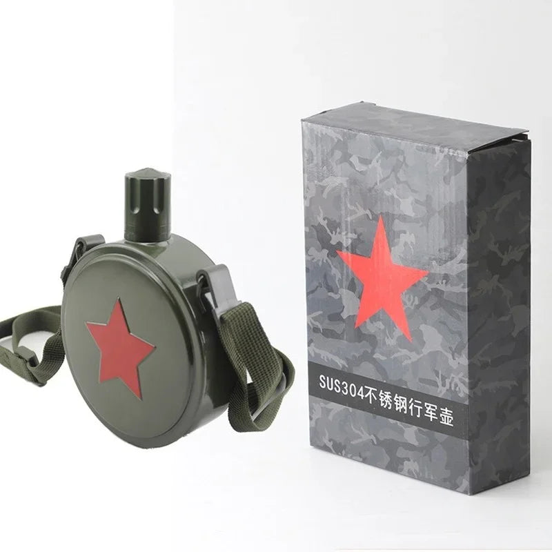 Stainless Steel Pentagram Military Canteen Outdoor Camping Hiking