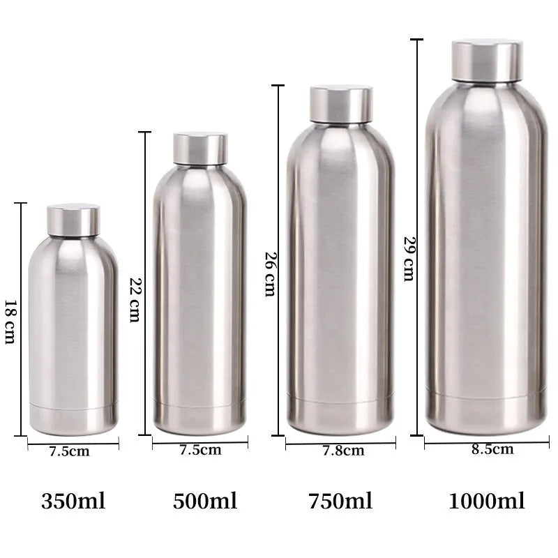 Stainless Steel Water Bottle 1 Liter, Sport Travel Cups,  500 750 1000ml Water Bottles
