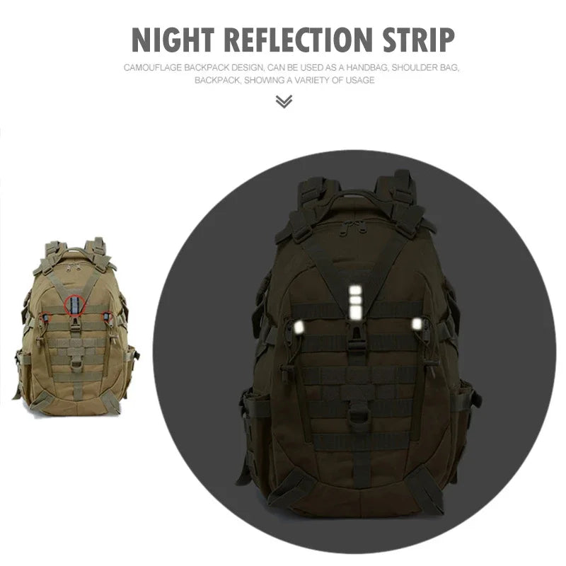 40L Camping backpack Men's Outdoor Travel bag Camo Molle