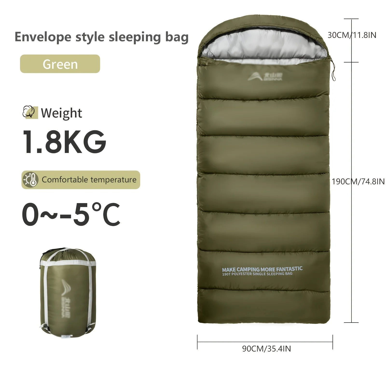 BISSINA 1-piece envelope-style winter sleeping bag