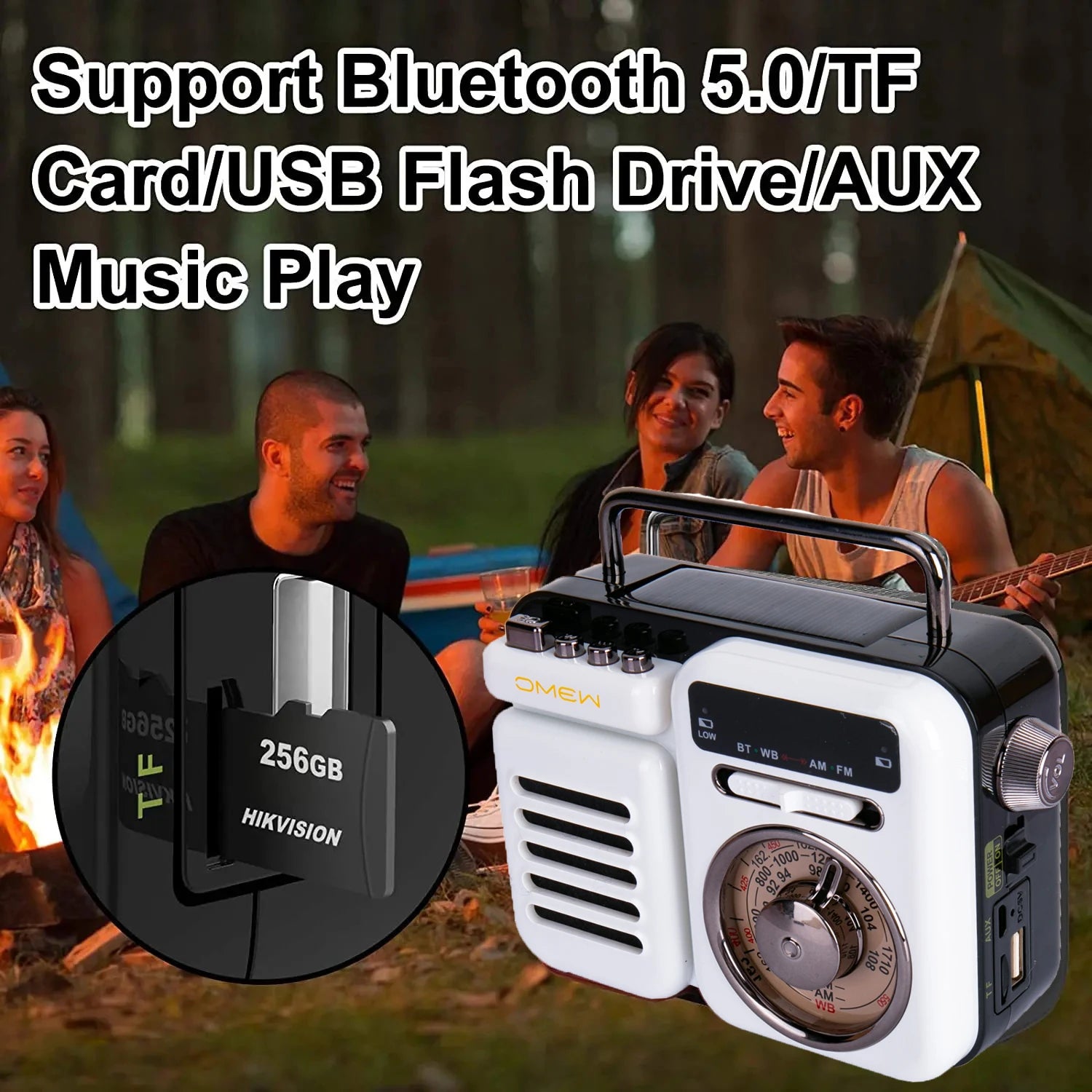 Bluetooth Speakers Emergency Radio FM AM WB Solar Hand Crank Radio, TF Card Music Play   er