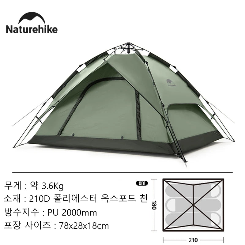 3-Person Camping Automatic Tent One Touch Waterproof Roof