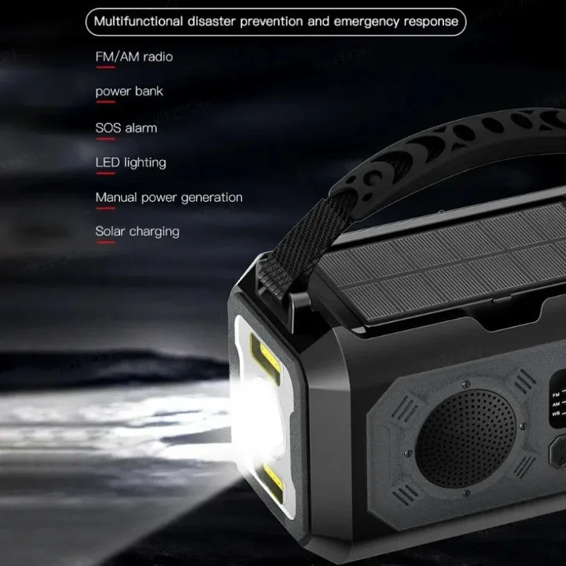Radio Solar Hand Crank with Flashlight SOS Alarm Power Bank